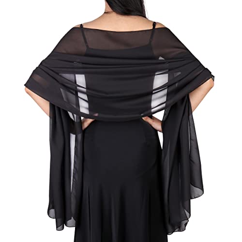 Ladiery Sheer Chiffon Tücher und Wraps für Abendkleider, Damen leichter weicher Schal für Hochzeit Braut Schultertuch