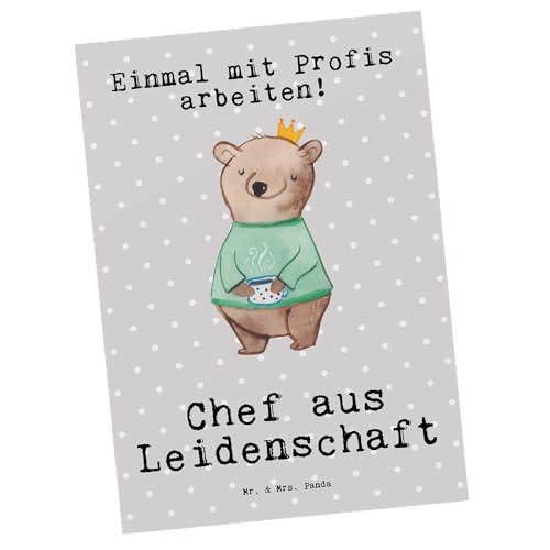 Mr. & Mrs. Panda Postkarte Chef Leidenschaft - Geschenk, Geschäftsinhaber, Kaffeeliebe, Abschied, Kollege, Geschenkkarte, Geburtstagskarte,