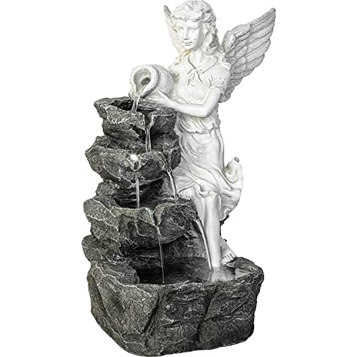 STILISTA Gartenbrunnen Engel 49 x 35 x 32 cm, mit LED Beleuchtung, inklusive Pumpe