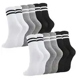 Utensilsto 6 Paare Socken Herren Damen, 38-43 Sportsocken Tennissocken Streifen Socken Baumwolle Sport Socken für Damen Herren