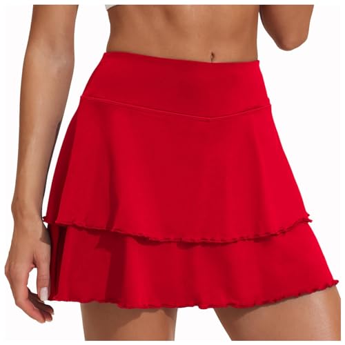 WeißE Shorts Damen, Damen Tennis Rock, High Waist Sport Laufrock Bequeme Leichte Tennis Rock Einfarbig Sport Golf Skort Atmungsaktiv LuftdurchläSsig Minirock FüR Radfahren Wandern Laufen