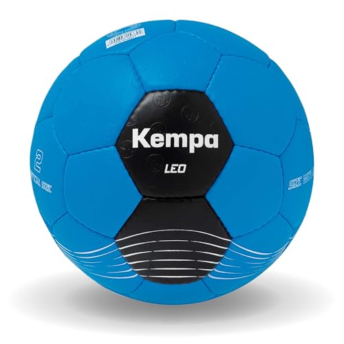 Kempa Leo Handball Trainingsball und Spielball, Handball für Kinder und Erwachsene - strapazierfähig und griffig von Größe 0 bis Größe 3, kempablau/schwarz