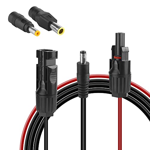 Solarpanel Stecker auf DC 8 mm, Kabel Solarstecker Photovoltaik zu 5,5x2,1mm mit 5,5x2,5mm, Kabelstecker 1.5M 16 AWG, Steckverbinder Solar Konverteranschluss für Powerstation Solargeneratoren