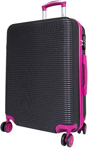 Warenhandel König Hartschalen ABS Koffer Trolley Reisekoffer Reisetrolley Handgepäck Boardcase Santorin (Größe L, Farbe Schwarz-Pink)