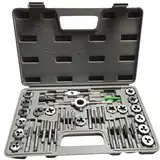 Metrisches Schneideisen-Set 40-teilig mit Windeisen und Gewindebohrer, Koffer aus Kunststoff, Schneideisen aus Kohlenstoffstahl, metrische und Zoll 1/8NPT-27, Kit für professionelles Gewinde