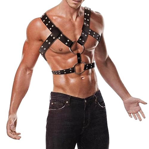 BDSMAGE Sexy Unterwäsche für Mann,Gay Unterwäsche Herren,Festival Rave Outfit Herren,Sissy Dessous Männer,Harness Männer Leder,erotische Dessus,Fetisch Harness Männer Gay (080)