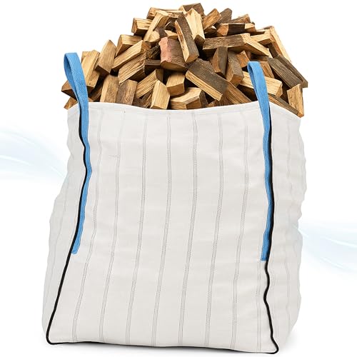 Big Bag für Holz | Brennholz-BigBag für 1m³ | Atmungsaktiver BigBag 90x90x110 cm Groß - Hohe Stabilität bis 1500kg, BigBags mit 4 Schlaufen (BigBag ohne Brennholz)