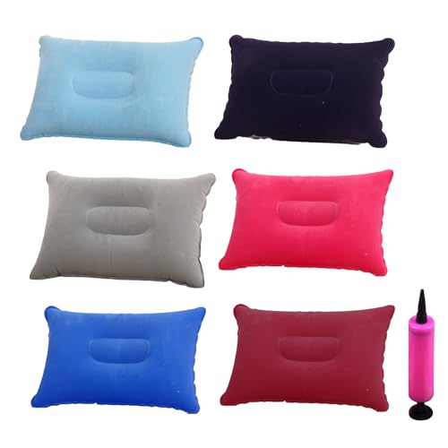Aufblasbares Camping Kissen, 6pcs Sandstrand Kopfkissen Wasserfest Selbstaufblasendes Kissen Ultraleicht Reisekissen Komprimierbar für Büro Wochenendausflug Strandurlaub Zelturlaub (38x24CM)