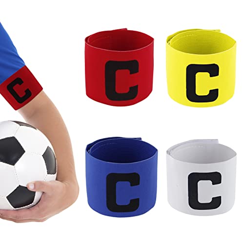 4 Stück Kapitänsbinde Fußball Armbinde Erwachsene Verstellbare Captain Armband Multicolor Elastic Kapitäns Armbinden Fußball Armband Spielführerbinde für Junior Herren Mädchen Viele Sportarten