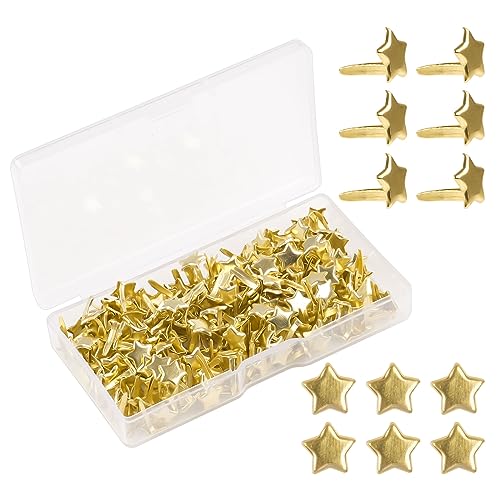 Musterbeutelklammern, 200 Stück Musterklammern, Pentagrammförmig Mini Brads, Metall Papierverschlüsse mit Aufbewahrungsbox für Schule Büro Scrapbooking Papier DIY Bastel