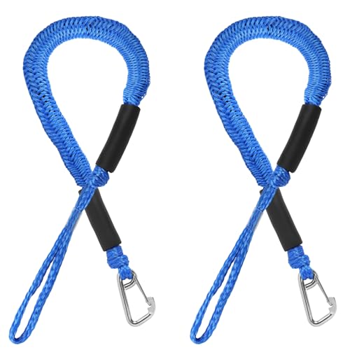 EFUTURETIME 2 x Festmacherleine Boot Bungee Seil 4 Feet (10cm), Bootsleine Festmacher Bungee Quick Release mit Auge und Haken, Tauwerk Bootszubehör für Boote, Motorboot, Blau