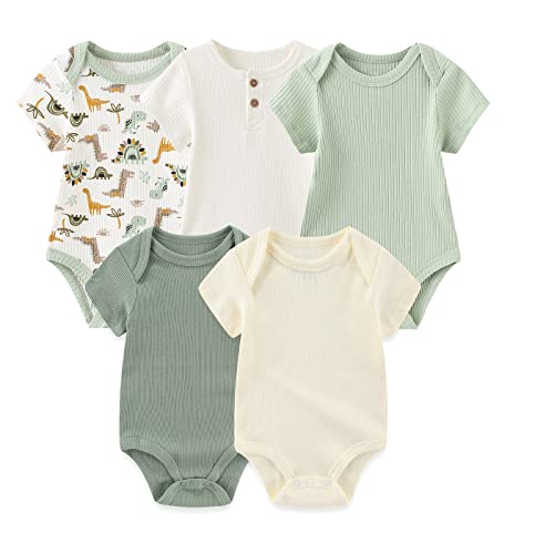 Chamie Newborn Baby Bodysuit Kurzarm für Baby Jungen und Mädchen 0-12M, 5er Pack