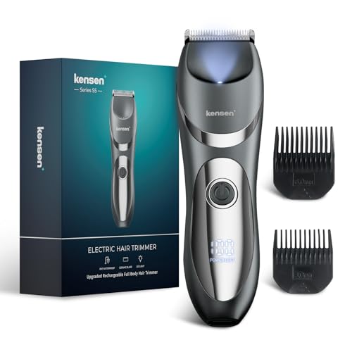 kensen Intimrasierer Mann, Rasierer Herren Intimbereich Aufladbar Typ-C Körperrasierer Herren IPX7 Wasserdicht Body Groomer Men Trimmer Herren Intimbereich mit LED-Licht Beine Brust Achselhöhle Leiste