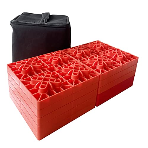 TOPWAY KATSU Tools 10 Stück Heavy Duty Caravan Nivellier Kunststoffblöcke Stützblöcke, Autorad Stützblock Ideal zum Nivellieren von Einzel und Zwillingsrädern, Wohnmobil Nivellierer, Wohnmobil