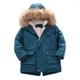 Guqmjde Winterjacke Jungen Daunenjacke Kinder Baumwolle Mantel Classic Wintermantel Jacken Puffer Jacket Kapuzenjacke Thermal Daunenmantel Outdoorjacke Thermojacke Gutschein Blau, 9-10 Jahre