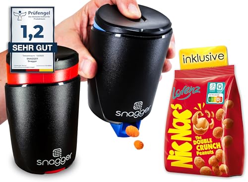 snagger DOPPELPACK - Der Snackspender/saubere Hände beim snacken/geeignet für Erdnüsse, NicNacs, UVM/Gamer Geschenk, Geschenke für Männer Frauen, Nicnac Spender / (Doppelpack-Classic)