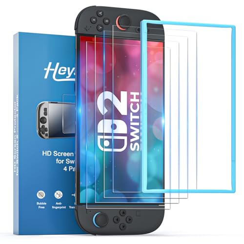 HEYSTOP Displayschutzfolie für Nintendo Switch 2 [4er-Pack] Displayschutzfolie Aus Gehärtetem Glas Schutzfolie für Nintendo Switch 2, 9H-Härte, Kratzfest, HD-klar