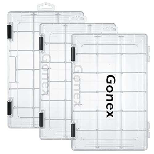Gonex Köderboxen Angeln, 3600 Tackle Boxes 3 Stück, Transparente Kunststoff Angelbox 18 Gitter mit Verstellbaren Trennwänden für Angelzubehör, Angelkoffer