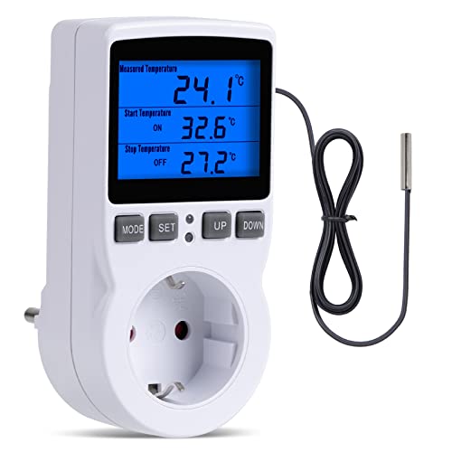 INKBIRD Plus Digitales Terrarium-Thermostat, Steckdose, Thermostat, Heizung, Kühlung, Temperaturregler, mit Timer und Sonde für Gewächshaus, Terrarium, Reptilien