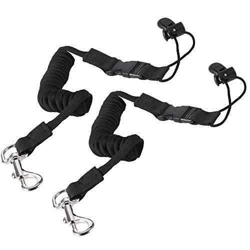 POFET Kajak-Ruten-Leine, Paddel, Sicherheit, Boot, Angelrute, Universal-Paddel/Angelrute, Leine, Kajak, Zubehör, Länge 53,3-150,5 cm, Schwarz, 2 Stück
