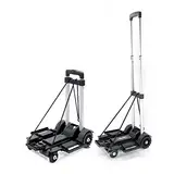 ZHJINGYU Folding Trolley,Max Belastung 52.8kg Utility Cart mit 4 Rädern & 2 elastischen Seilen, Portable Rucksack Trolley, Gepäck Trolley, Lebensmittel Trolley, Reisen, Umzug (Aluminium)