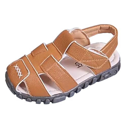 Vorgelen Kinder Geschlossene Sandalen Jungen Mädchen Leder Sandaletten Rutschfest Sommer Schuhe Weiche Sohle Sandalen Outdoor Trekkingsandalen Gelb 29 EU = 30 CN