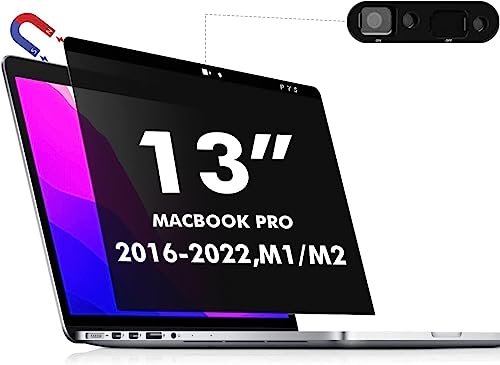 PYS Blickschutzfolie für 13,3 Zoll MacBook Air 13 (2018-2021,M1) MacBook Pro 13 Zoll (2016-2022, M1/M2) Magnetischer Sichtschutzfilter mit Webcam Abdeckung um Ihre Privatsphäre zu schützen