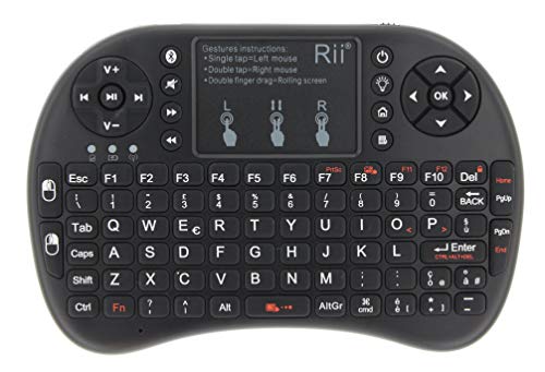 Rii Mini i8+ Bluetooth + Wireless (italienisches Layout) – Mini-Tastatur mit Touchpad, USB Wireless + Bluetooth, kompatibel mit Smart TV, TV-Box, Tablet, Smartphone, Konsole, PC, Fire TV