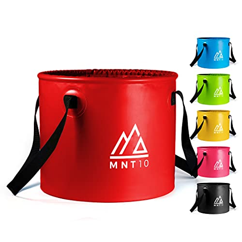 MNT10 Outdoor Falteimer in 15L oder 20L I Faltschüssel aus robustem Planen Gewebe I Als Camping Spülschüssel, Spülwanne oder als Faltbarer Eimer für Camping Geschirr, Besteck (Rot 20L)