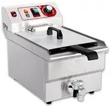 Beeketal 'BWF-101P' Profi Gastronomie Kaltzonen Fritteuse (10 Liter Volumen für max. 8 Liter Öl) Edelstahl Gastro Imbiss Friteuse mit Doppelheizspirale, Temperaturkontrolle und Fettablaufhahn