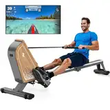 VOWVIT Rudergerät für Zuhause OR3,Magnetisches Rudergeräte mit Bluetooth Monitor,16 Resistance Levels,Kompaktes Rudergerät mit 160kg Gewichtskapazität,Vertikale Aufbewahrung,2 Jahre Garantie (Beige)