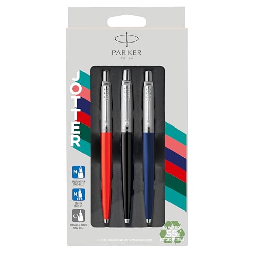 PARKER Jotter Originals Trio Stift-Geschenkset | Kugelschreiber, Gelschreiber & Druckbleistift | Hergestellt aus 55% recycelten Materialien* | Perfekte Geschenke zum Uni- oder Schulabschluss