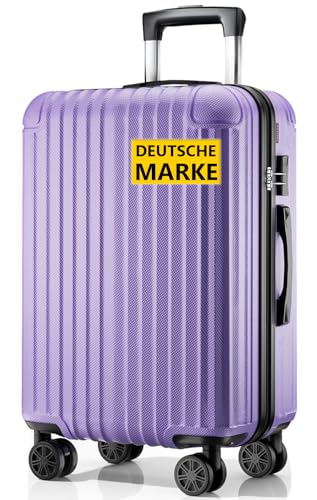 ABISTAB Hartschalen Reisekoffer mittelgroß 66x45x27cm, Handgepäck Koffer, leicht Rollkoffer mit 4 Rollen, Zahlenschloss, Koffer & Trolleys, Helllila
