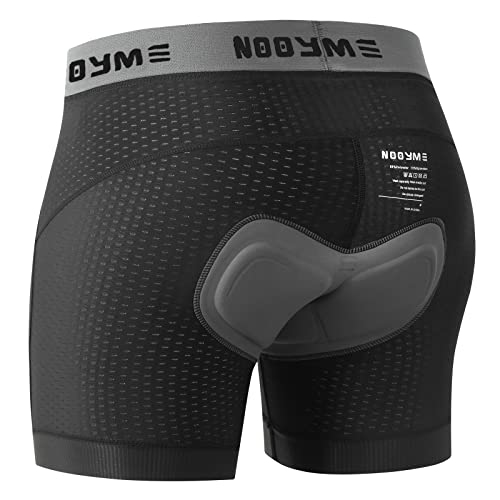 NOOYME Fahrradhose Herren Radunterhose Herren Schnelltrockende Radlerhose Herren mit Sitzpolster 4D Atmungsaktive Fahrradunterhose Herren Gepolstert Elastische Radhose Herren Schwarz L