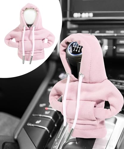 Flaconi Auto Deko,Chalthebel Hoodie,Auto Deko Innenraum,Schaltknauf Abdeckung,Auto Schalthebel Abdeckung,Auto Zubehör Deko Hoodie für Schaltknauf,Auto Schaltknauf überzug (Rosa)