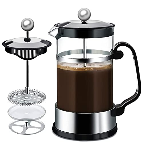 MAISITOO French Press Kaffeebereiter mit Edelstahl Filter 1000 ml, French Coffee Press, Kaffeepresse Kaffeemaschine Kaffeekanne, Cafetière, Kaffeezubereiter, Coffee Press aus Glas(Black)