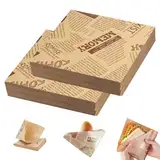 200 Blatt Burger Tüten (15 X 15 cm) Snacktaschen, Fettdichte Sandwich Papier mit Druck, Antihaftbeschichtete Burger Papiertüten für Pommes, Burgern, Sandwiches, Snack (Große Dreieckige öffnung)