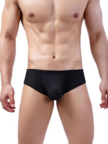 Faringoto Herren-Unterhose mit Seidenfaden, einfarbig, atmungsaktive G-String-Hose, Schwarz , XL