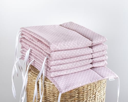 LOOLAY Punkte ROSA 420, 360, 210, 180 x 30 cm für 140 x 70 oder 120 x 60 cm Baumwolle Netzstoff Handmade - PASST NUR ZU DEN ANGEGEBENEN GRÖSSEN ! Altrosa, Staubrossa, Puderrosa (180 cm)