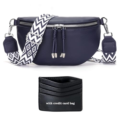 YISUOHOOM Crossbody Bag Damen Breiter Gurt Bauchtasche Damen klein umhängetasche Brusttasche Blau Kreditkartenpaket senden