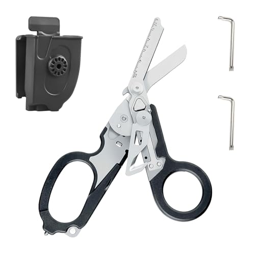Raptor Response Notfallschere, Trauma Schere Multitool Rettungsschere mit 6 Praktischen Funktionen Faltbare Scherenzange mit Holster, Taktische Klappzang für Outdoor Camping Rettung Werkzeuge