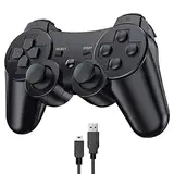 Diswoe Controller für PS3, Wireless Controller Bluetooth Controller für PS3 mit Double Shock Ergonomie Rechargable Controller für PS3Gamepad Joystick