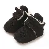 TMEOG Baby Winterschuhe Thermo Babyschuhe Krabbelschuhe Fleece Baby Boots Rutschfest Warme Booties Baby Stiefel Gefütterte Neugeborene Walk Schuhe für Mädchen Jungen(6-12 Monate,Schwarz)