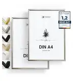 Heimlich® 2x Bilderrahmen DIN A4 21x30 cm Silber Champagne Metall Rahmen 2-Pack | Dokumentenrahmen 21x29,7 cm Klein Collage | Metallrahmen Alu-Bilderrahmen Aluminium | Picture Frame A4