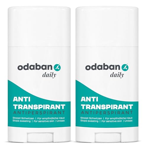 odaban daily Antitranspirant Deo Stick, 2er Set, 2x60g I Deo gegen Schwitzen pflegt die Haut I Dezenter Unisex Duft I Geeignet für sensible Haut & viele Körperstellen