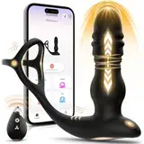 Sex Spielzeug für die Männer Analvibratoren für Mann Dildo Vibrator Analplug mit 7 Stoßfunktion 7 Vibrations, Sex Spielzeug für die Paare Prostata Stimulation mit Penisring Vibratorensets für Männer