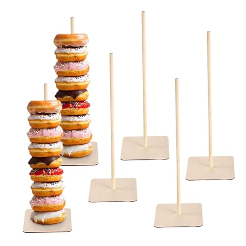 Wood Donut Stand, 6pcs 11,6 Zoll vertikaler Donut -Tower -Stand, wiederverwendbarer Square Donut Tower, Dessert -Wandständer für Hochzeit, Geburtstagsfeier