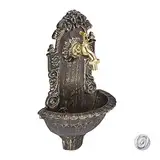 Relaxdays Wandbrunnen antik, mit Wasserhahn, nostalgisch, Waschbecken Garten, Aluguss, HBT 40 x 24,5 x 13 cm, schwarz