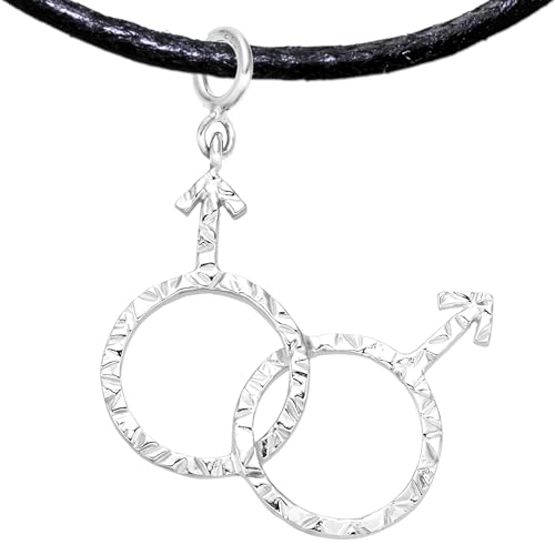 Regenbogen Gay Anhänger Charm - Homosexuell Symbol Silber 925 mit Halsband, LGBTQ+ Pride, Auch für Armband, Halskette, Glücksbringer oder Geschenk - Handgefertigt (Gay Schmuck, Silber Platiniert)