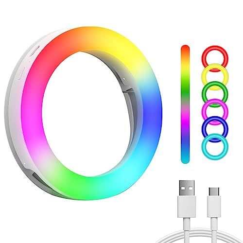 Ringlicht Handy, Ringleuchte 9Cm, Ring Light USB-Laden, Tisch LED Ring Light, RGB Selfie Ring Light Für Handys, Computer, Einstellbare Farbtemperatur 3000K-6000K Für YouTube, Selfie, Makeup, Tik Tok